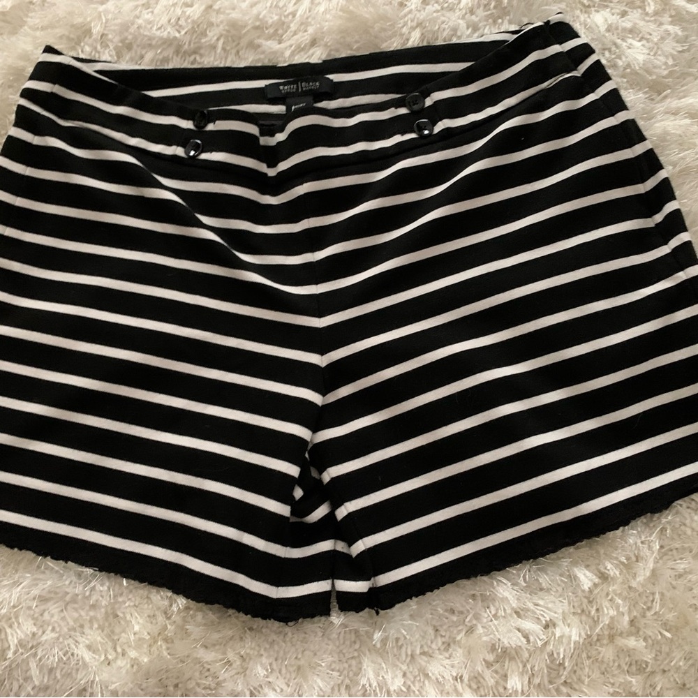 White House Black Market Black and White Striped Shorts